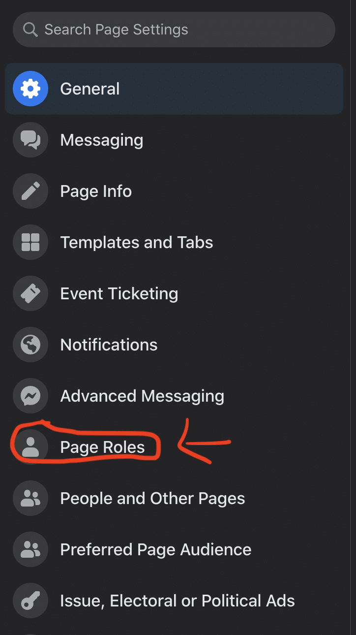 click on page roles