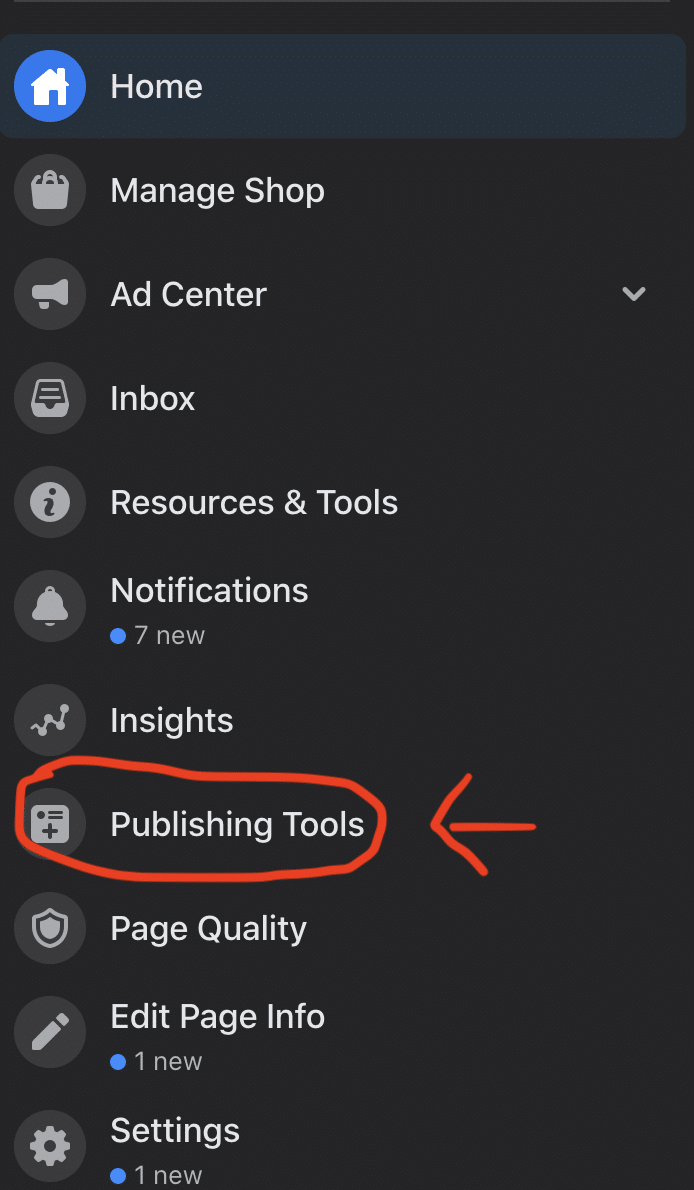 click on publishing tools